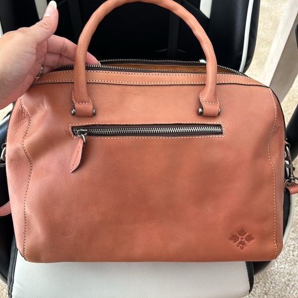 Patricia Nash Purse Cognac Pluma Satchel Feather Leaves Double Handles Crossbody - Picture 4 of 7